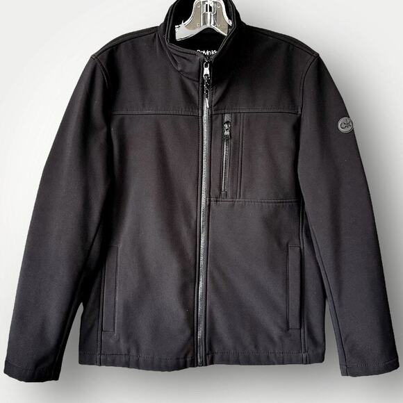 Calvin Klein Water Resistant Zip Up Windbreaker Jacket Lined Stretch Men S Black - Picture 1 of 15